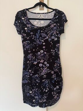 Mudd Black Mini Bodycon Dress with Purple Floral Print
